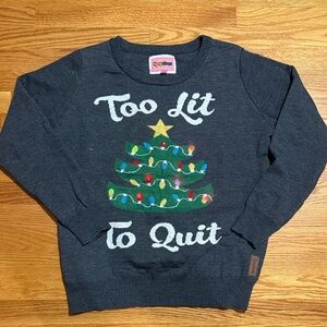 Tipsy Elves ADULT Christmas Sweater - Dark Gray with Festive Tree(LIGHTS UP)